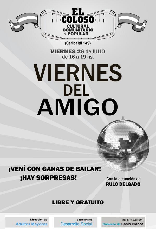 DirAdultBB's tweet photo. Hoy a partir de las 16 hs. divertirte en el baile de la Amistad, en el Coloso @G_Bevilacqua_ @DiegoMPalomo http://t.co/x4BXaOGs3Q