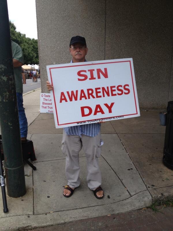 Ashevegas's tweet photo. It is "sin awareness day" at #belechere today. http://t.co/wnSRcbQjIS