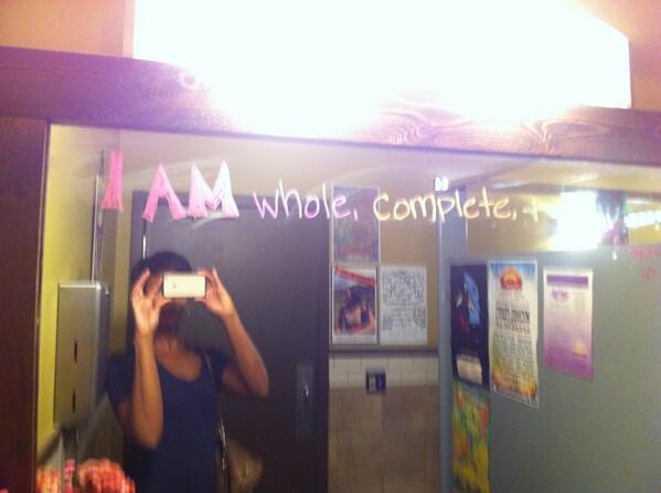 InterOtherness's tweet image. You know you're in #Boulder when... There are positive affirmations on the women's bathroom mirror!