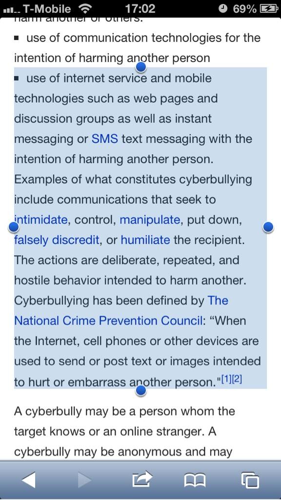 OdysseyP's tweet photo. @13Angelala  don't be ignorant cyber bullying stupid http://t.co/QhIXugKf6K