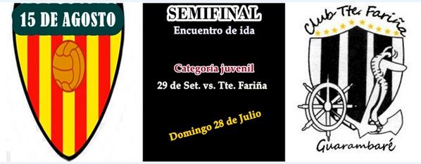 ClubTteFarina's tweet photo. Empiezan las semifinales. mañana Domingo vamos de visita al 15 de Agosto. http://t.co/OviQsf4AT6