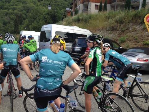 marcbalston's tweet photo. #troisetapes13 day 3.  The 'queen' stage - Col d'Iseran. @EMpowerweb US @LittleSimo ready to roll from HQ http://t.co/9tlfWvEBag