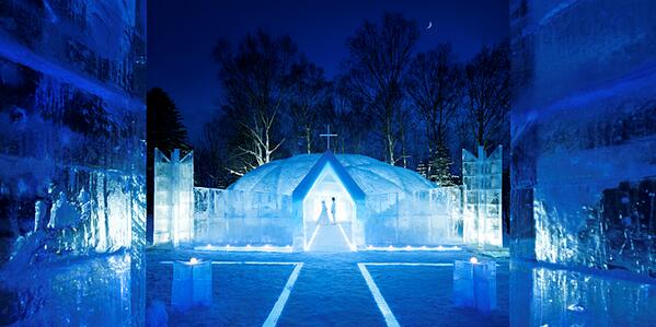 weddingloadjp's tweet photo. ♡憧れの国内チャペル♡

「氷の教会」（北海道）

世界にただひとつ
北海道の冬に1ヵ月のみ存在する教会

幻想的でどこまでも透き通るアイスブルーが素敵♡

出典：https://t.co/d2M3hltvqx 

　 https://t.co/odjqo6KGQX