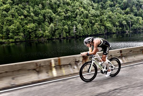 On the second lap <a href="/kestrelbikes/">Kestrel Bicycles</a> <a href="/RudyProjectNA/">RudyProjectNA</a> athlete <a href="/Andy_Potts/">Andy Potts</a> had a big lead over 2nd &amp; 3rd. #IMLP