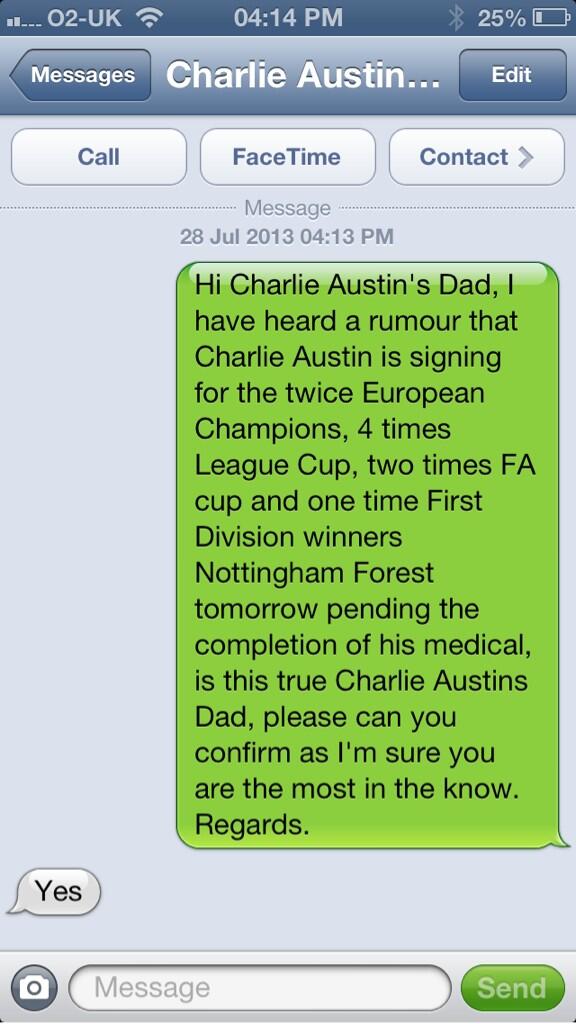 ForestLogic's tweet photo. Conclusive proof that Charlie Austin is signing for forest! 

#intheknow #ikn #nffc #Austin #donedeal http://t.co/DGewpiDlPN