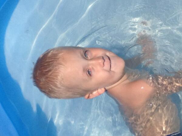 My son Casper In the pool - i just love those blue eyes