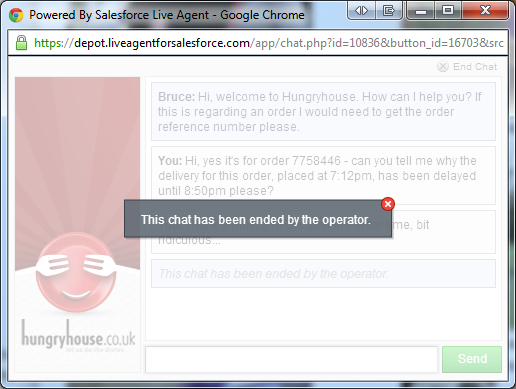 KimR's tweet photo. Lol! So much for @hungryhouse customer service. #2hourwait #sohungry http://t.co/0Xx0fXcBbn