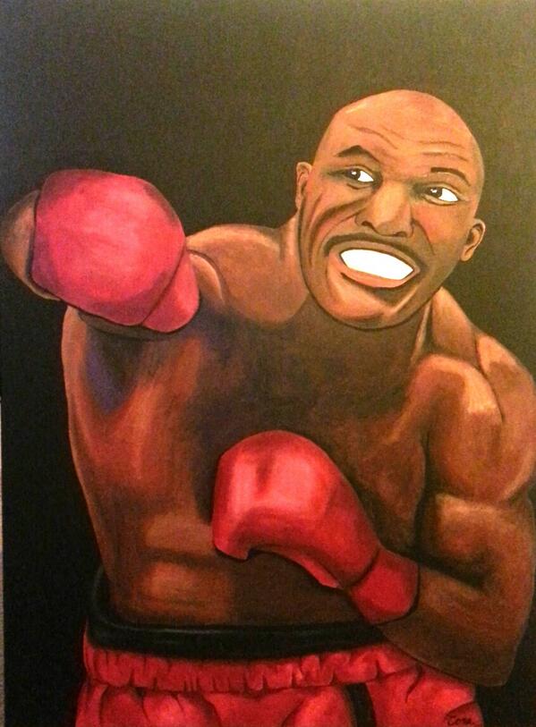 MagereCora's tweet photo. Holyfield in your face! 36x48 acrylic on canvas painting. http://t.co/UtrkYT8Wd7