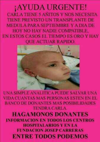 todosconcarla's tweet photo. Ayúdanos con un RT POR FAVOR!! @DANIROVIRA Carla solo tiene cinco años y padece de leucemia. #Donamosporcarla. http://t.co/lTNzcLMuJJ