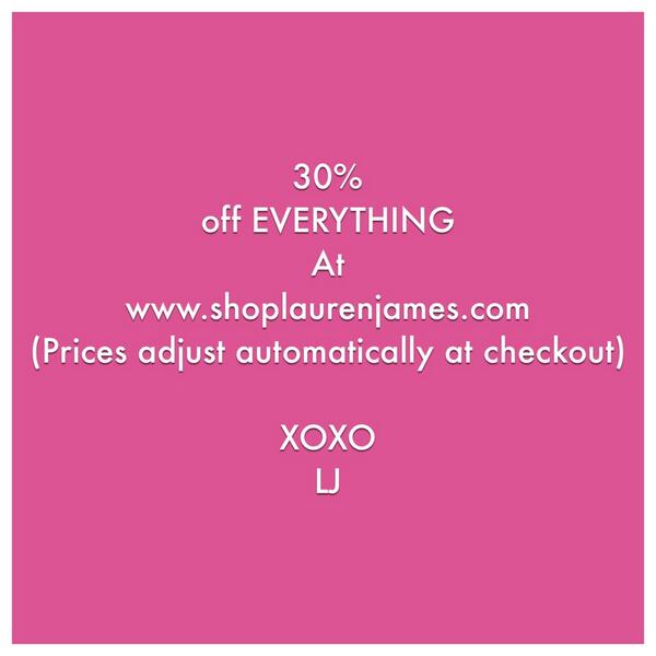 ShopLaurenJames's tweet photo. 30% off everything at http://t.co/VMbwOsMwux! Prices adjust automatically at checkout. Go go go!! http://t.co/UkNqPMrh69