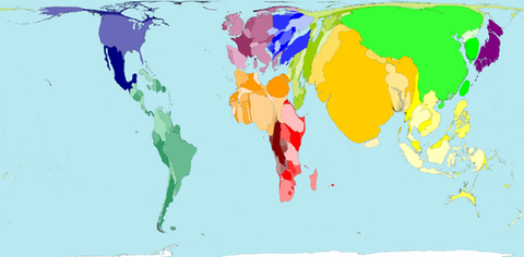 おもしろ地理 世界地図に人口を対比させるとこうなる 日本ｗｗｗ Http T Co Zdeizadbic Twitter