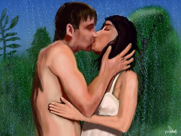 Tiens ça fait longtemps que j'ai plus tweeté,vl'a un ptit dessin fait tablette graphique, ayant pour thème l'amour ;)