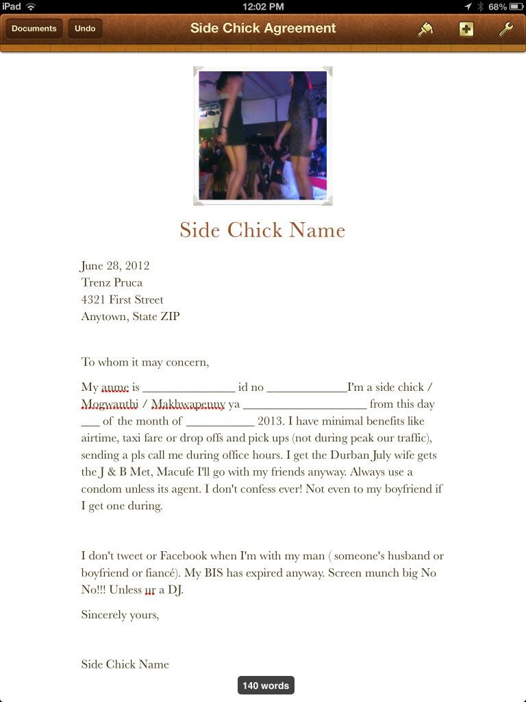 literate lion on twitter davidkau1 side chick agreement http
