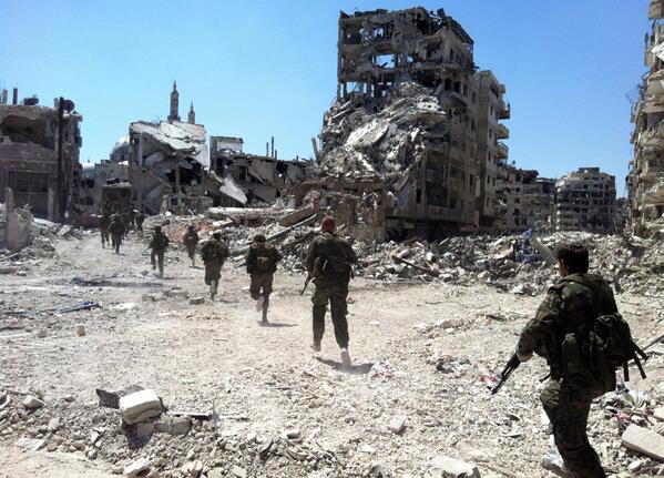 HalaGorani's tweet photo. Oh my goodness MT @glcarlstrom Unbelievable AFP photo from an embed w/army in Khalidiyah, in the Syrian city of Homs. http://t.co/jhdtr4no7s