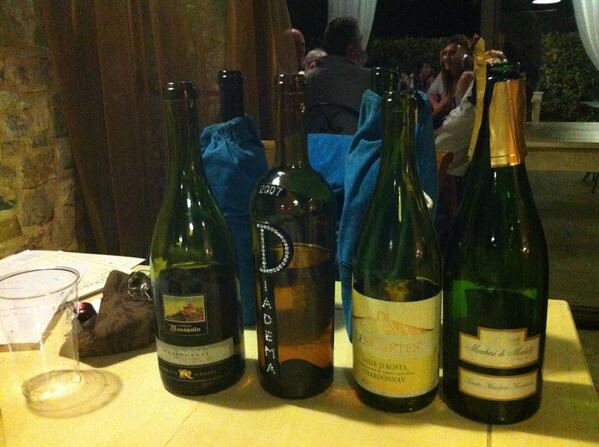 Blind tasting vini bianchi chardonnay les Cretes 07 Diadema 07 Monsanto 2003 e spumante Marchesi Montalto Riserva