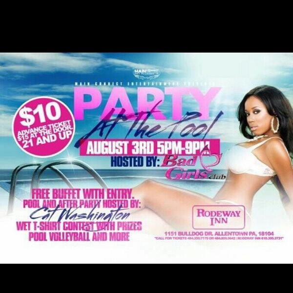 JAYOSAFE's tweet photo. Saturday August 3rd Party at the Pool with @mscat215 from the Bad Girls Club $15 cover $10 in advance, free buffet http://t.co/E3SxEtDCz7