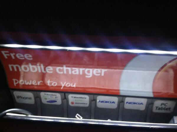Love this idea from <a href="/vodaphoneuk/">vodafoneuk</a> in my taxi home. Shame the iPhone charger is broken though.