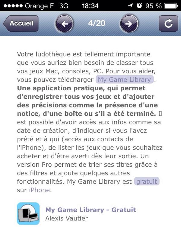 Game_Library's tweet image. Retrouvez #GameLibrary dans les bons plans de #Mac4Ever ! N'hésitez pas télécharger l'appli gratuitement !