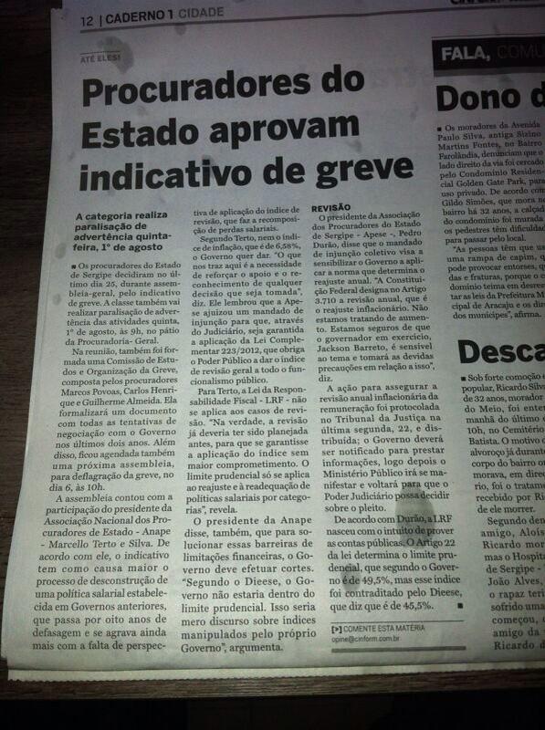 marcospovoas's tweet photo. O CINFORM tb repercutindo a luta da @APESE_Oficial para reducao de despesas c CC de procuradores na @PGESE http://t.co/psfO8ZLxn0
