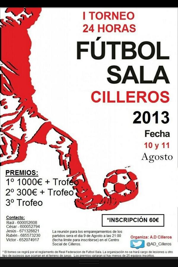 AD_Cilleros's tweet photo. @carloscampo17 24h futsal cilleros hasta 1000 euros de premio http://t.co/I61Wk4isyv