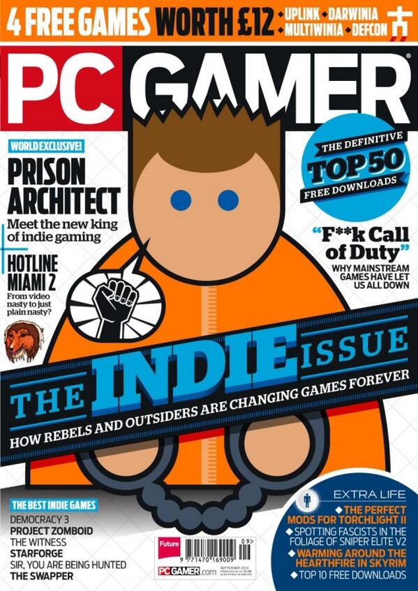Whee, we're on the [bottom left corner of the] cover of the Indie issue of <a href="/PC_Gamer/">PC Gamer feed</a> :D