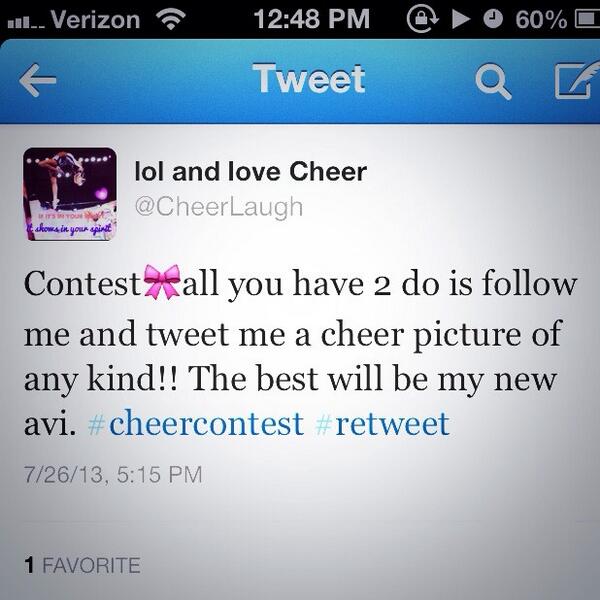 CheerLaugh's tweet photo. Guys please enter my contest and retweet it retweet and enter it an ill follow you! http://t.co/pGhJj40Djw