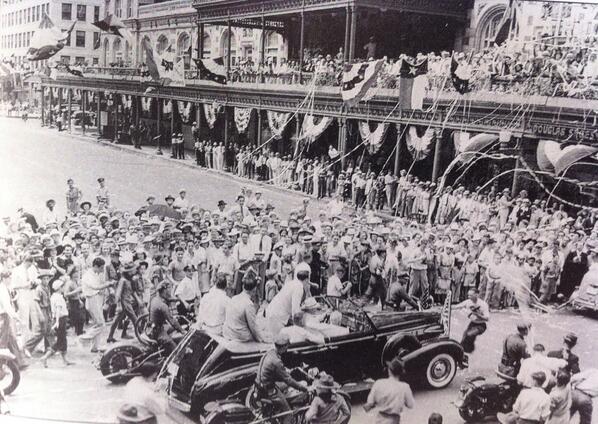 Houstorian's tweet photo. Today in 1938, aviation hero Howard Hughes returns to Houston after a record-breaking flight around the world for a tickertape parade Downtown. https://t.co/nMesvOA2Su