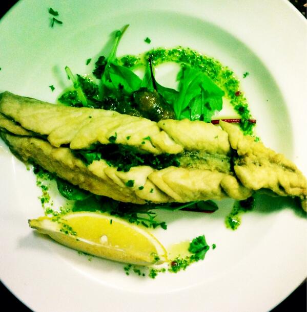 KingsWark's tweet photo. Salad of crispy fillets of line caught Mackeral, with Berrygoose and Ginger Chutney £3.75 http://t.co/wBq0mFoIs3