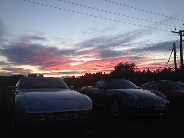 PorscheClubR13's tweet photo. And to top it off we have a wonderful sunset. http://t.co/xq5koAgWfG