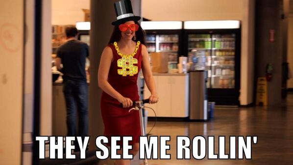 cloudchloe's tweet image. I was caught riding the scooter in heels in the office again. #startups #swag #shameless via @SquawkMe