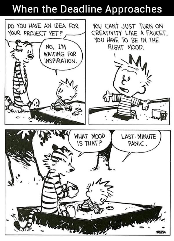 9GAG's tweet image. When the deadline approaches