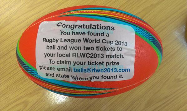 leedsrhinos's tweet photo. We will be hiding this RLWC ball today - look out for our tweets giving clues about where it'is located #findourballs http://t.co/1nY4PLUu35