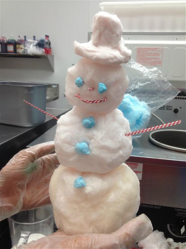 ConeysCones's tweet photo. Making a snowman out of cotton candy just for fun. We hope we made you smile. http://t.co/zT4zYXoqDK
