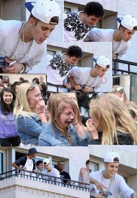 Justin Bieber wants this photo of him spitting on his fans removed from the internet. You know what to do - retweet!