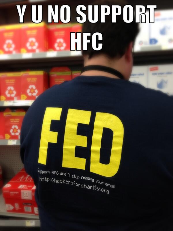 For those at #BSidesLV, stop by the HFC booth at the center of the hangout room -> check out our new shirts :) #HFC