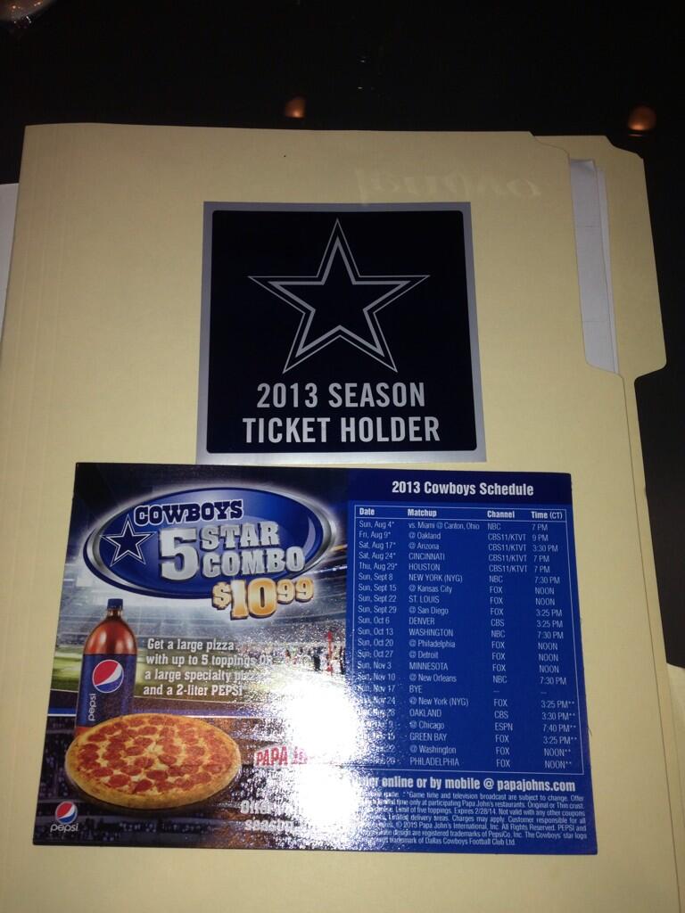 Darren Rovell on X: Dallas Cowboys season ticket holder gift: a sticker  and a schedule magnet  (H/T @wahoosooner) / X