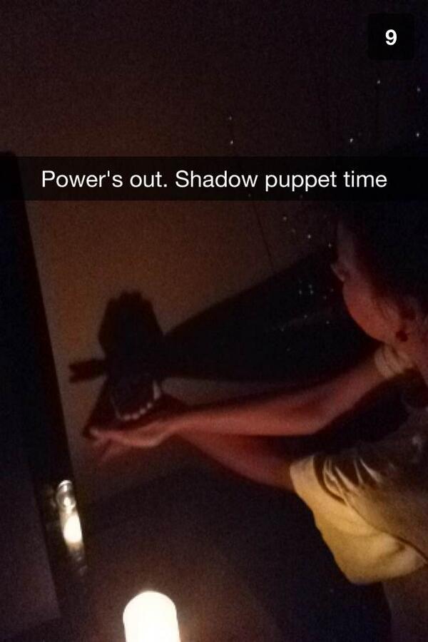 weirgh8's tweet photo. Power goes out and out come the shadow puppets. #qualityentertainment http://t.co/TC7SUA3wON