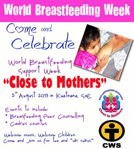 cwsindonesia's tweet photo. Join us at #Breastfeeding Week event on Aug 5th in Soe, #WestTimor. We'll have peer counseling, tea n ubi rebus :) http://t.co/Vsmld4WQfp