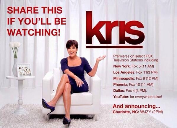 sydthaaakyd's tweet photo. “@KrisJenner: The @KrisJennerShow is on now #NewYork!!! Here is where and when you can watch today!!! #WatchKris http://t.co/eWcY910u0f” OMG
