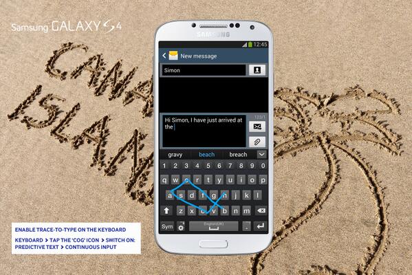 Enter text quickly, easily and in one fluid motion using trace-to-type on the #GALAXYS4.
