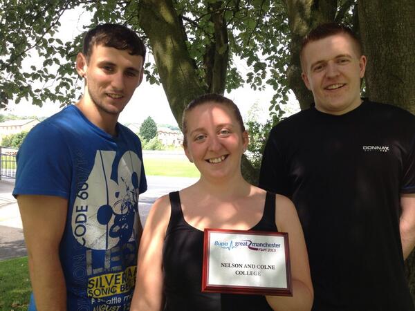 NelsonColneHR's tweet photo. 3 members of the #NCC bupa run team with the plaque! Well done to all the runners #GoodCause #BGMR2013 http://t.co/bNRlcN0QYP