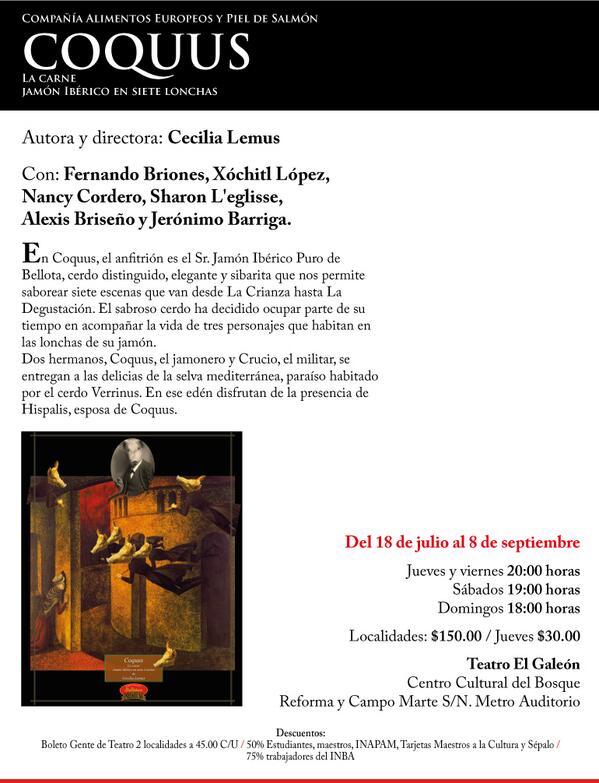 bellasartesinba's tweet photo. Los placeres de la carne en #Coquus este #JuevesAlTeatro. @CCB_INBA, 20:00 h, $30. http://t.co/Z8LRpjQFH6