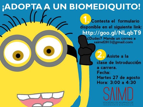 Saimd_mty's tweet photo. ¡Adopta a Un Biomediquito!
¡Déjanos tus datos en el siguiente enlace para apadrinar!
http://t.co/wqBqJKLEta http://t.co/FsqiW4TGub