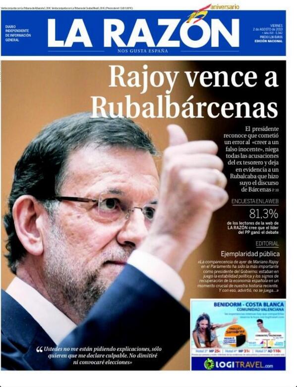 matillence's tweet image. Gran portada de La Razón de mañana #RajoyCumple #PuedesConfiar @larazon_es