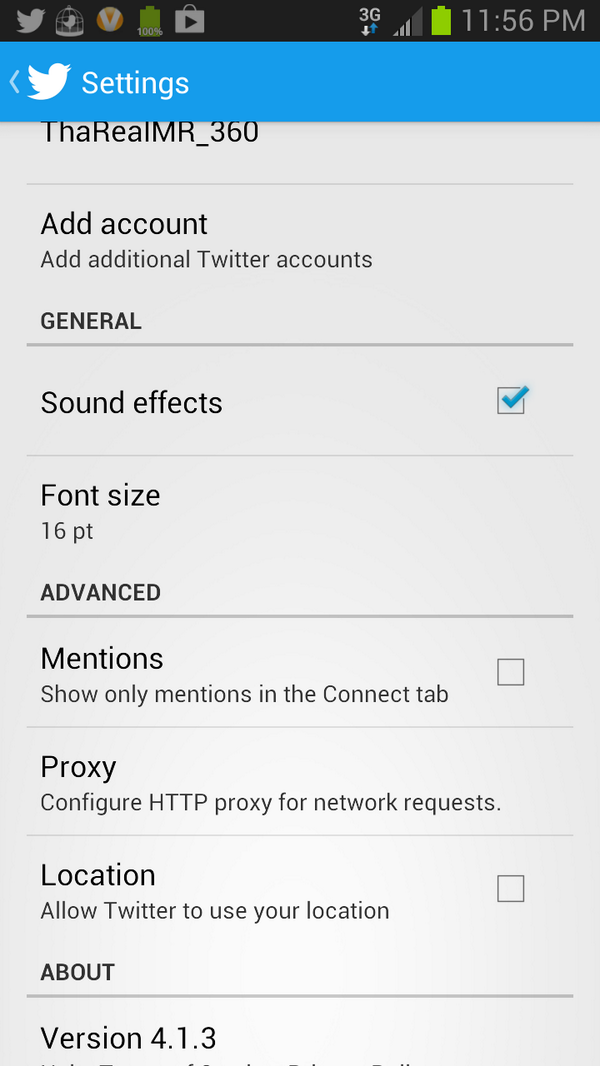 ThaRealMR_360's tweet photo. This all I see in my settings http://t.co/l0Ms8Ix73a