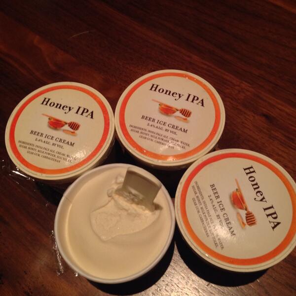 BeerSTJournal's tweet photo. #ipaday needs @frozenpints Honey IPA Ice cream. It's pushing 3% abv http://t.co/2a3vKLEZvV