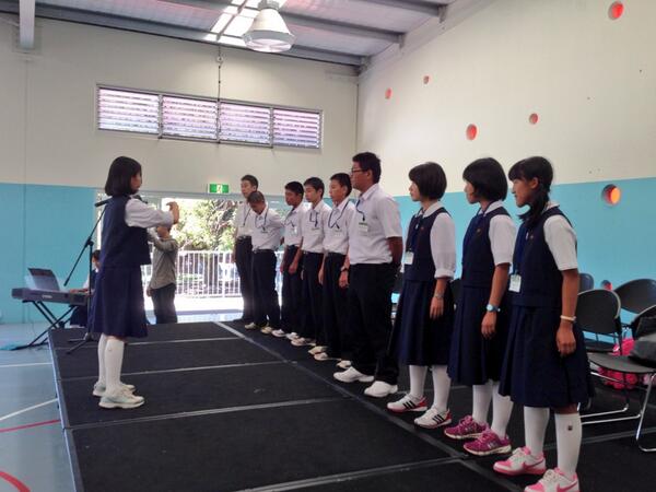 JunctionParkSS's tweet photo. Yoshimi Machi Junior High welcome assembly. Thanks to our host families for your hospitality. Welcoming Heart❤ http://t.co/ty0nRZgoQ3