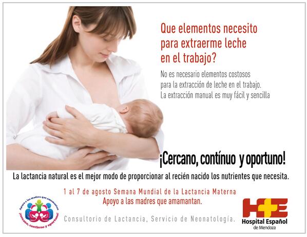 hespanol's tweet photo. ¿Que necesito para extraerme leche en el trabajo?. Semana de la Lactancia Materna http://t.co/Z1SX5qAN4y