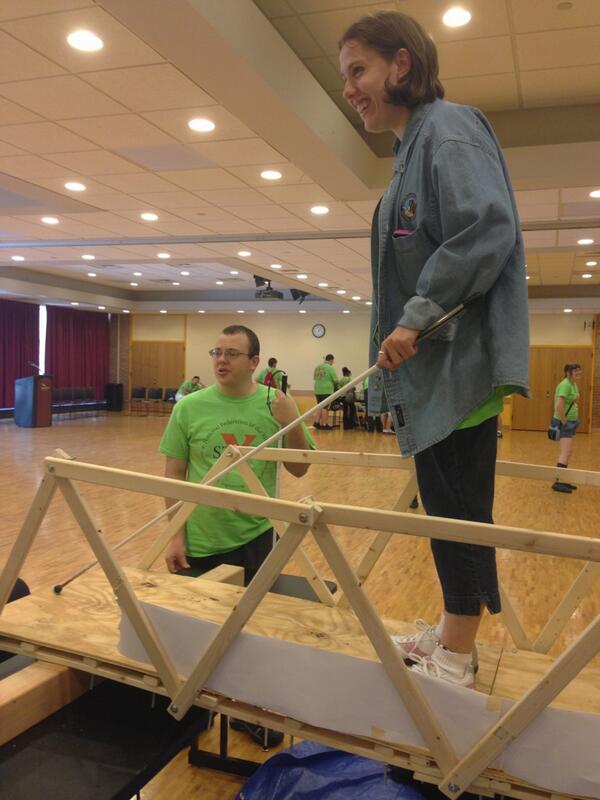 #nfbstemx Civil Engineersing bridge to the future—Here's future blind astronaut &amp; mentor Chelsea testing it!