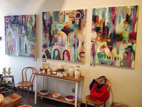 Loving the vibe in the gallery now amidst the beautiful works of #‎FloraBowley.